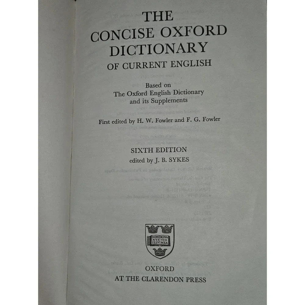 Vintage Concise Oxford Dictionary 6th Edition 1976 Thumb Index Hardcover